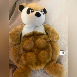 Petco dog toy squeaker raccoon good as new brown black white